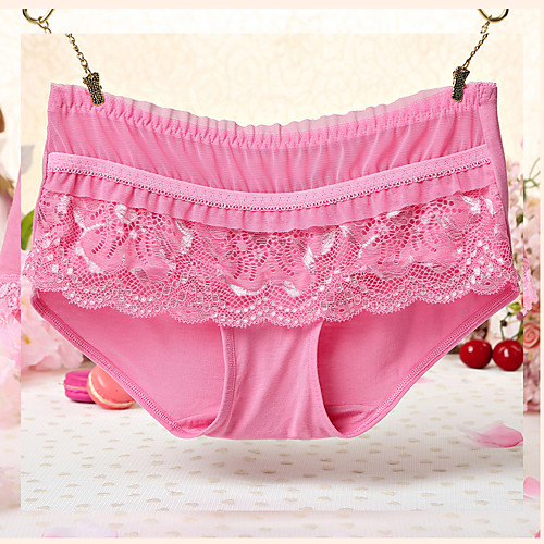 

Women's Lace / Cut Out / Ruched Briefs - Normal Mid Waist Black White Purple One-Size