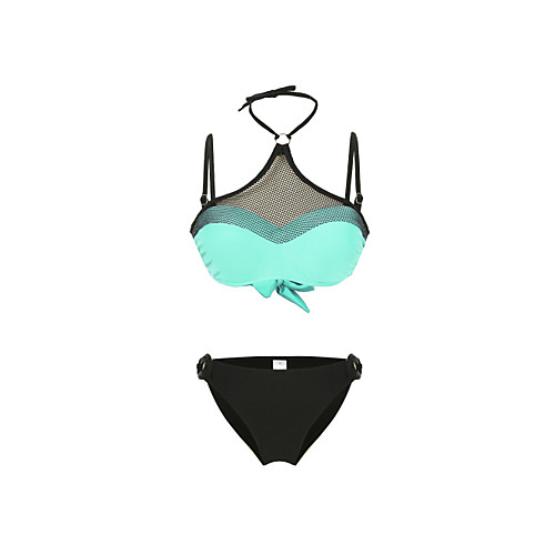 

Women's Bikini Swimsuit Lace up Blushing Pink Green Royal Blue Black Swimwear Bandeau Bathing Suits