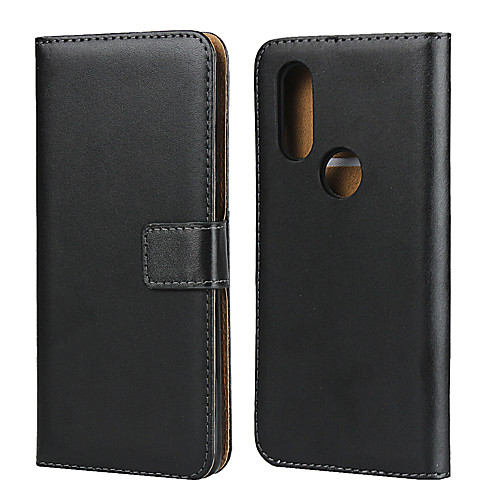 

Case For Motorola MOTO One Vision / Moto G7 / Moto G7 Play Card Holder Back Cover Solid Colored Genuine Leather