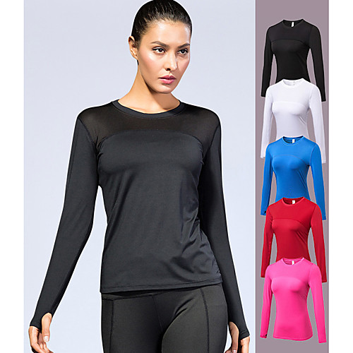 

YUERLIAN Women's Running Shirt Yoga Top Winter Thumbhole White Red Fuchsia Black Blue Mesh Fitness Gym Workout Running Tee Tshirt Long Sleeve Sport Activewear Quick Dry Breathable Soft Power Flex