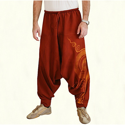 

Men's Sporty Harlem Pants Harem Pants Solid Colored Full Length Drawstring Black Blue Red Brown