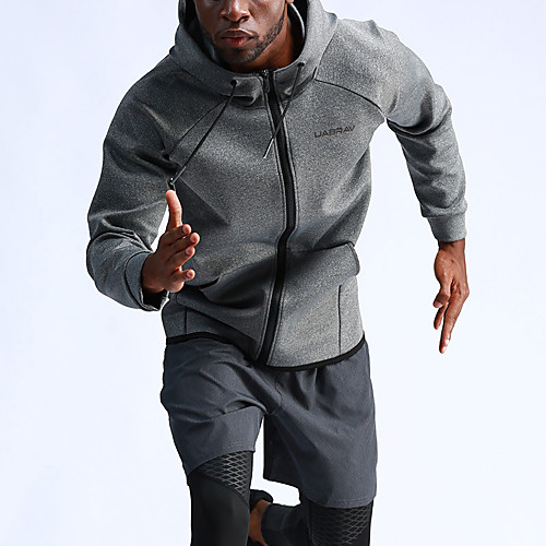 

UABRAV Men's Long Sleeve Running Track Jacket Windbreaker Full Zip Outerwear Coat Top Windproof Breathable Soft Fitness Gym Workout Running Active Training Jogging Sportswear Solid Color Black
