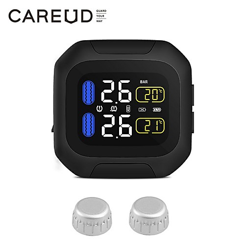 

Tpms Motorcycle Digital Tire Pressure Monitoring System WirelessAuto Tyre Alarm System Universial TPMS LCD Display with 2pcs External Sensors for Two-Wheeled Motorcycle