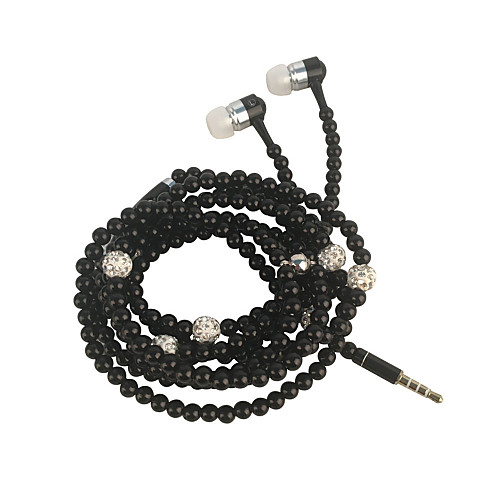 

3.5mm Fashion Girl Pearl Necklace earphone universal earline with diamond