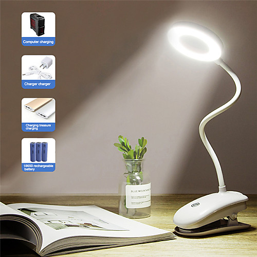 

Portable LED Desk Lamp Touch On/Off Switch Eye Protection Clip Table Light 3 Modes Dimmable USB Rechargeable Desk Lights