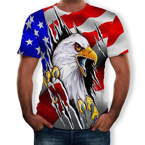 

Men's T shirt Graphic 3D Print Short Sleeve Daily Tops Red