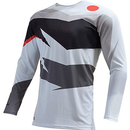 

21Grams Men's Long Sleeve Cycling Jersey Downhill Jersey Dirt Bike Jersey Winter Spandex Polyester GrayWhite Patchwork Bike Jersey Top Mountain Bike MTB Road Bike Cycling Thermal Warm UV Resistant