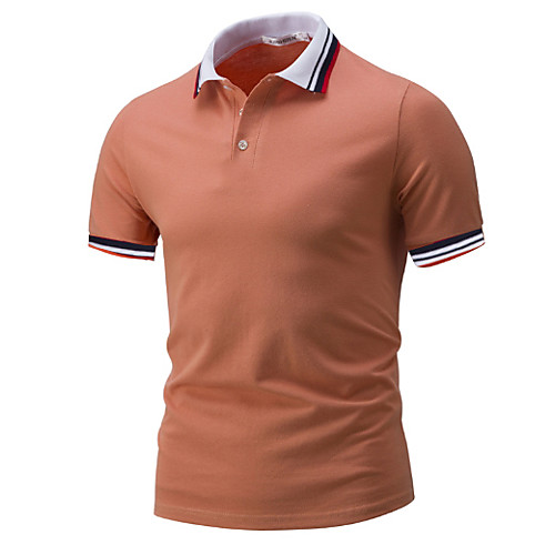 

Men's Solid Colored Polo Shirt Collar White / Yellow / Orange / Navy Blue