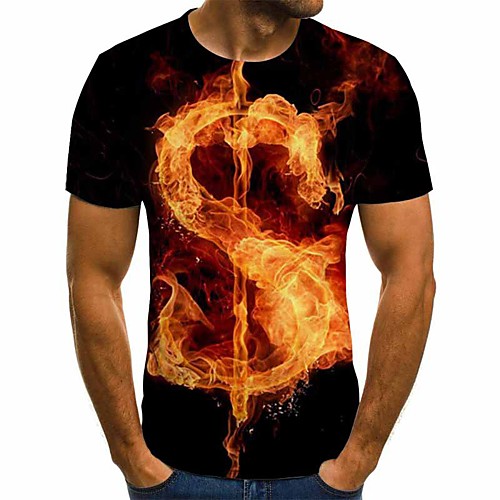 

Men's T shirt 3D Plus Size Short Sleeve Daily Tops Basic Rainbow