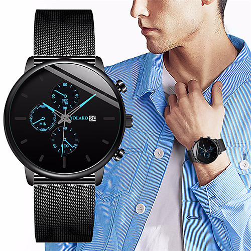 

Men's Dress Watch Quartz Formal Style Modern Style Stainless Steel Black / Silver 30 m Shock Resistant Stopwatch Casual Watch Analog - Digital Classic Fashion - Rose Gold Burgundy Blue Two Years