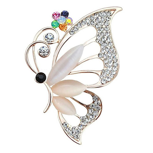 

Women's Cubic Zirconia Brooches Hollow Out Butterfly Stylish Brooch Jewelry Golden For Daily Work