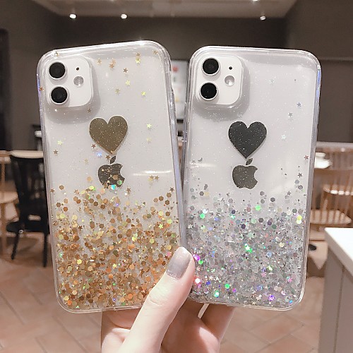 

Case For Apple iPhone 11 / iPhone 11 Pro / iPhone 11 Pro Max Shockproof / Ultra-thin / Transparent Back Cover Heart / Transparent / Glitter Shine TPU