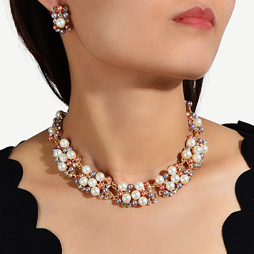 

Women's Necklace Earrings Hollow Out Love Imagine Happy Artistic Luxury Trendy Elegant French Imitation Pearl Earrings Jewelry Gold / Rainbow For Wedding Engagement Gift Daily Festival 1 set