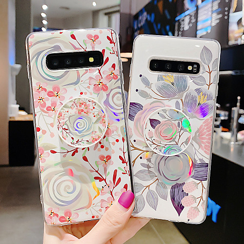 

Case For Samsung scene map Samsung Galaxy S10 S10 Plus A50 A70 Electroplated laser flower pattern TPU material IMD process airbag bracket all-inclusive mobile phone case KLD