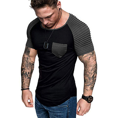 

Men's T shirt Shirt Graphic Color Block Short Sleeve Daily Tops Basic Round Neck White Red Black