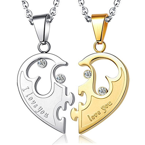 

Women's Men's Pendant Necklace Geometrical Heart Fashion Titanium Steel GoldenSilver Coin-Silver 50 cm Necklace Jewelry 1pc For Daily Promise