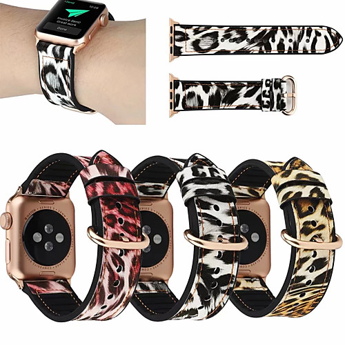 

Watch Band for Apple Watch Series 5/4/3/2/1 Apple Classic Buckle Silicone Wrist Strap Leopard Grain