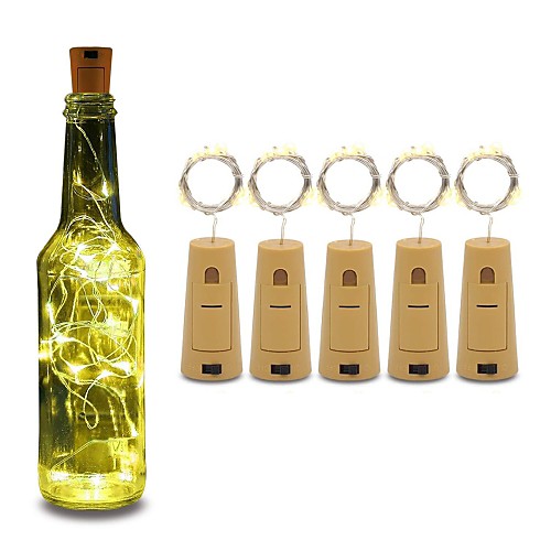 

5pcs LED Wine Bottle Light with Cork 6.6FT 20 LEDs String Bottle Lights Battery Cork for Party Wedding Christmas Halloween Bar Decor Warm White