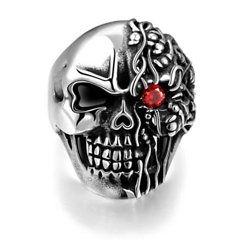 

Men Ring Cubic Zirconia Geometrical Silver Titanium Steel Skull Fashion 1pc 9 10 11 12 / Men's