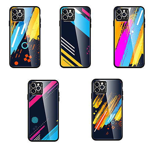 

Case for Apple scene map iPhone 11 X XS XR XS Max 8 Colorful pattern glass back panel TPU frame 2-in-1 all-inclusive mobile phone case