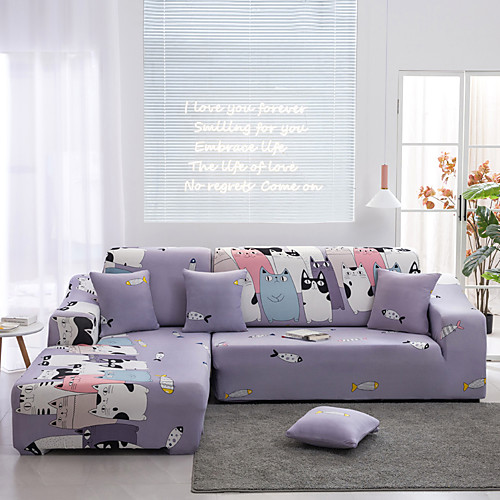 

Cat Print Sofa Cover Stretch Couch Slipcover Super Soft Fabric Retro Hot Sale Couch Cover (1 free pillowcase 45 45cm)