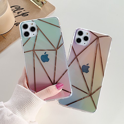 

Case For Apple iPhone 11 / iPhone 11 Pro / iPhone 11 Pro Max Shockproof / Plating / IMD Back Cover Color Gradient / Transparent / Geometric Pattern TPU / PC