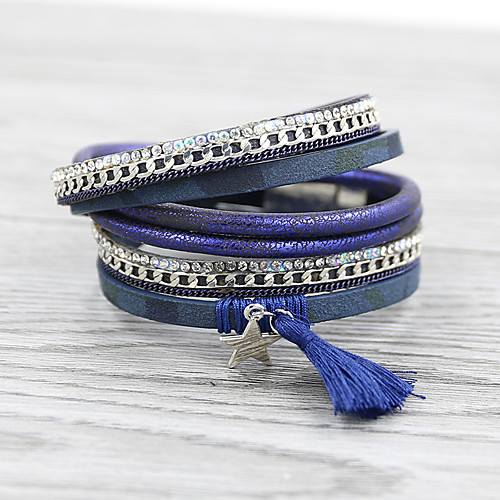 

Women's Chain Bracelet Charm Bracelet Bracelet Bangles Layered Star Personalized Unique Design Vintage Trendy Fashion Rhinestone Bracelet Jewelry Blue For Graduation Gift School Street Festival