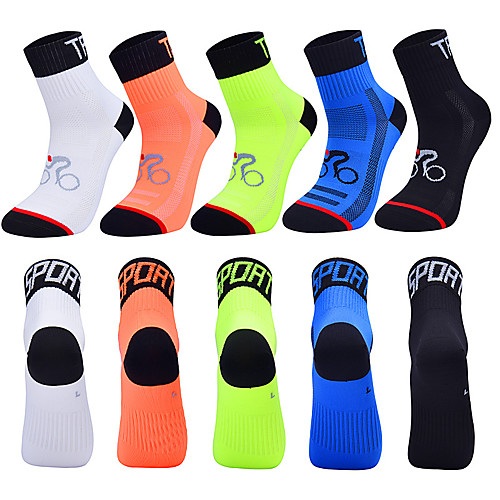 

Compression Socks Athletic Sports Socks Running Socks 5 Pairs Women's Men's Tube Socks Socks Breathable Sweat wicking Comfortable Running Active Training Jogging Sports Multi Color Cotton Rainbow