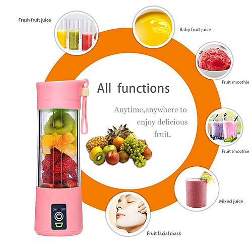 

4 blades 380ml Portable Juicer Electric USB Rechargeable Smoothie Blender Machine Mixer Mini Juice Cup Maker fast Blenders food processor