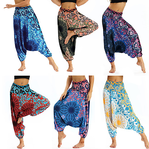 

Women's High Waist Yoga Pants Harem Baggy Bloomers Quick Dry Breathable Bohemian Hippie Boho Amethyst Grey Sky Blue Fitness Gym Workout Dance Sports Activewear Stretchy Loose