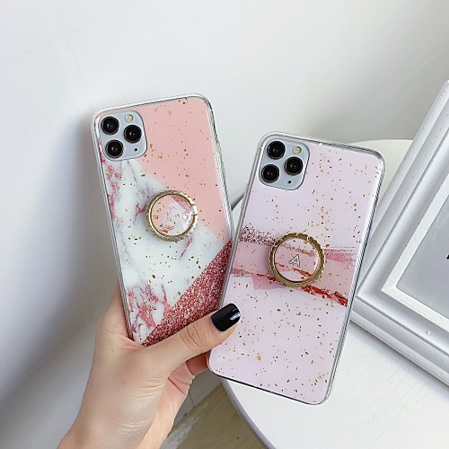 

Phone Case For Apple Back Cover iPhone 11 Pro Max SE 2020 X XR XS Max 8 7 6 Shockproof Ring Holder Geometric Pattern TPU