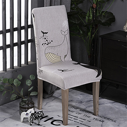 

Cartoon Whale Chair Cover Stretch Removable Washable Dining Room Chair Protector Slipcovers Home Decor Dining Room Seat Cover