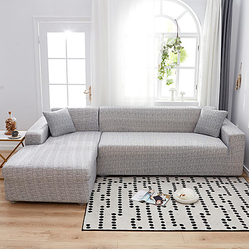 

Solid Grey Print Dustproof Slipcovers Stretch Sofa Cover Soft Couch Cover Armchair/Loveseat/Three Seater/Four Seater/L shaped sofa(1 Throw Pillow Case as free Gift)