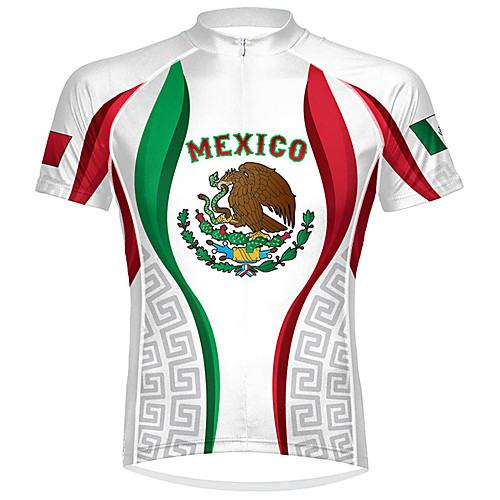 

21Grams Men's Short Sleeve Cycling Jersey Summer Spandex Polyester Green Mexico National Flag Bike Jersey Top Mountain Bike MTB Road Bike Cycling UV Resistant Quick Dry Breathable Sports Clothing