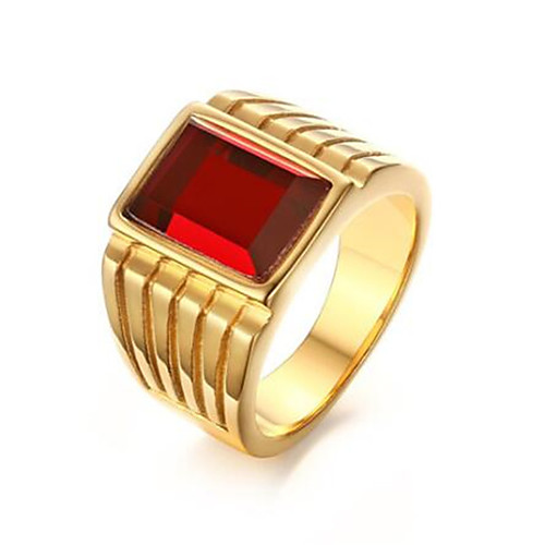 

Men Band Ring Synthetic Ruby Geometrical Gold Stainless Steel Flower Fashion 1pc 7 8 9 10 11 / Men's