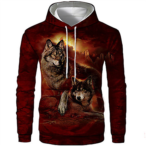 

Men's Plus Size Hoodie 3D Print Hooded Daily Sports Hoodies Sweatshirts Long Sleeve Loose Red / Fall / Winter