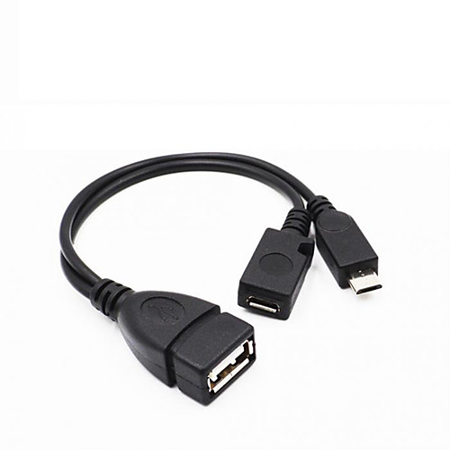 

New OTG Host Power Splitter Y USB Jack to Mirco 5 Pin Male Female Cable Black Micro USB Male to USB A Female Support OTG