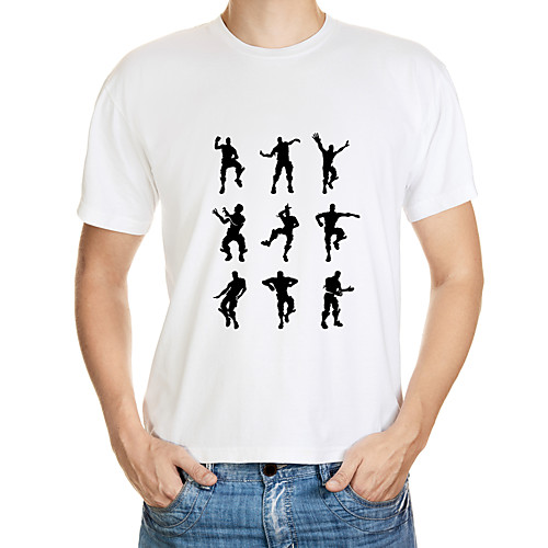 

Men's T shirt Portrait Print Short Sleeve Daily Tops Basic White