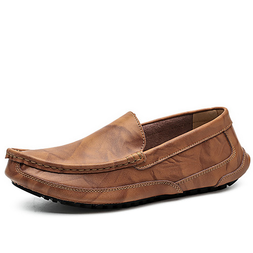 

Men's Fall / Spring & Summer Daily Outdoor Loafers & Slip-Ons Walking Shoes Cowhide Breathable Wear Proof Dark Brown / Black / Brown