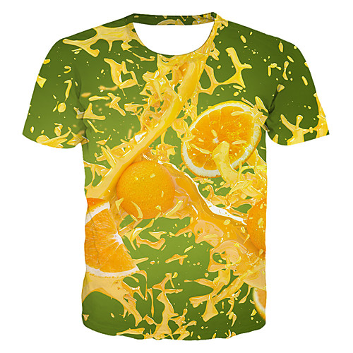 

Men's T shirt Graphic 3D Fruit Plus Size Print Short Sleeve Daily Tops Basic Exaggerated Green