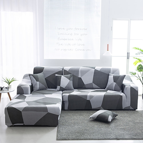 

Geometry Print Dustproof Stretch Slipcovers Stretch Sofa Cover Super Soft Fabric Couch Cover (You will Get 1 Throw Pillow Case as free Gift)