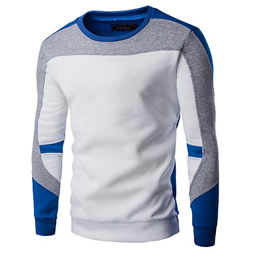 

Men's Sweatshirt Color Block Round Neck Going out Streetwear Hoodies Sweatshirts Long Sleeve Gray White Black / Spring / Summer