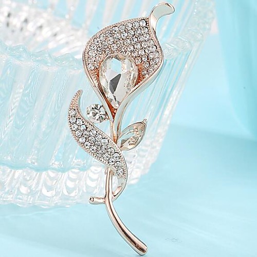 

Women's Cubic Zirconia Brooches Geometrical Flower Stylish Gold Plated Brooch Jewelry Gold / White White Blue For Daily Work