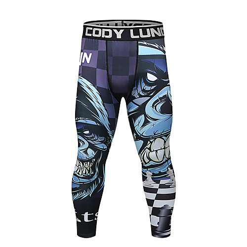 

CODYLUNDIN Men's Running Tights Leggings Compression Pants Sports & Outdoor Base Layer Tights Leggings Fitness Gym Workout Running Jogging Quick Dry Breathable Soft Sport Dark Grey Black / Silver