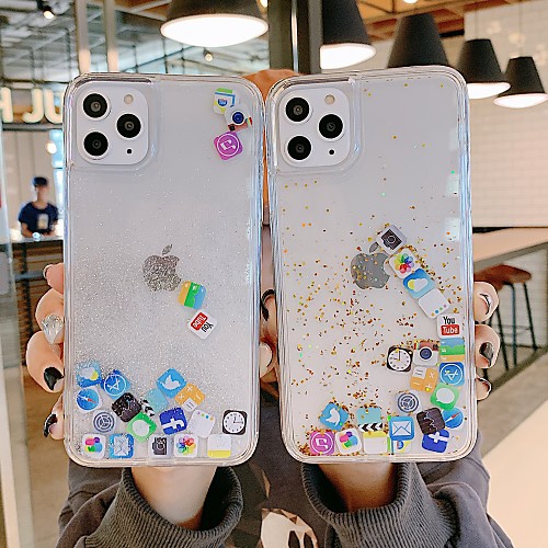 

Case For Apple iPhone 11 / iPhone 11 Pro / iPhone 11 Pro Max Shockproof / Flowing Liquid Back Cover Playing with Apple Logo / Transparent TPU
