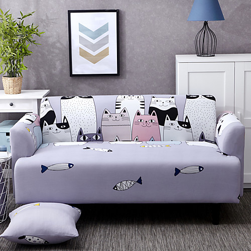 

Stretch Sofa Cover Slipcover Elastic Sectional Couch Armchair Loveseat 4 Or 3 Seater L Shape Animal Cat Fish Soft Durable