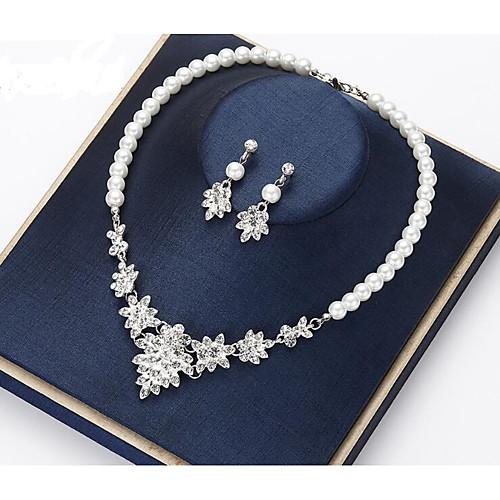 

Women's Crystal Bridal Jewelry Sets Transparent Flower Elegant Vintage Earrings Jewelry White For Party Wedding 1 set