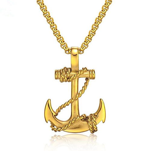 

Men's Pendant Necklace Geometrical Anchor Fashion Titanium Steel Silver Gold Black 50 cm Necklace Jewelry 1pc For Gift Daily