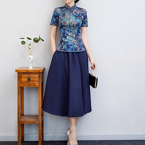 

Women's Blouse - Floral Skirt