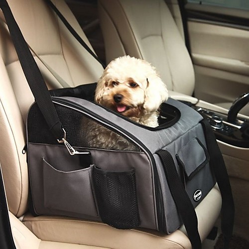 

Dog Rabbits Cat Cages Carrier Bag & Travel Backpack Car Seat Cover Foldable Travel Durable Fashion Nylon Khaki Gray